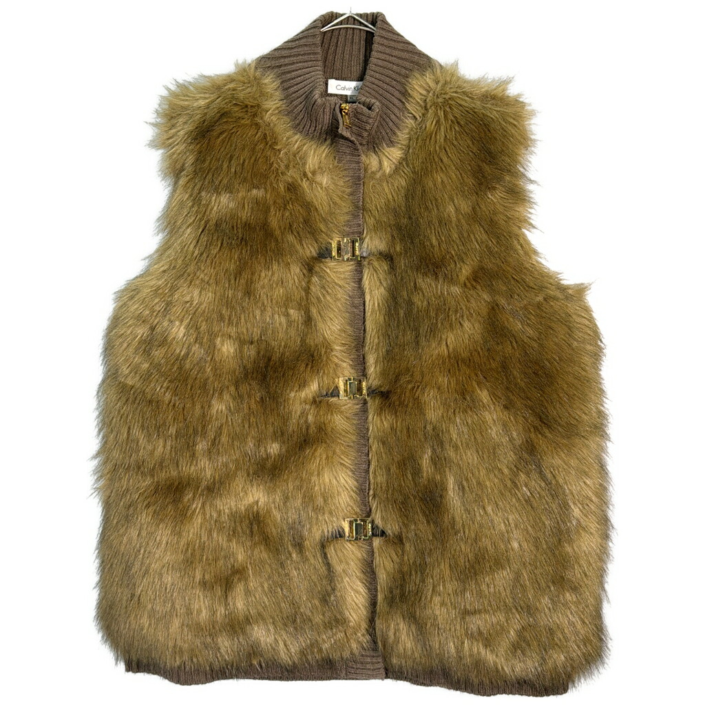 新品タグ付き Calvin klein カルバンクライン ファーベスト ブラウン(レディース XL)中古 古着 X7096｜YAMAHISA USEDCLOTHINGSHOP 8,894円