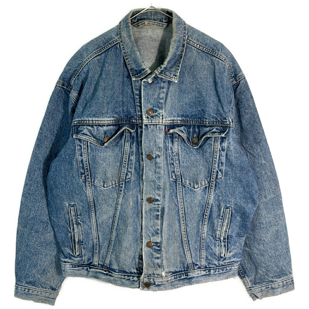 90年代 カナダ製 Levi's リーバイス 75525-4891 デニムトラッカージャケット ブルー(メンズ L)中古 古着 X7116｜YAMAHISA USEDCLOTHINGSHOP