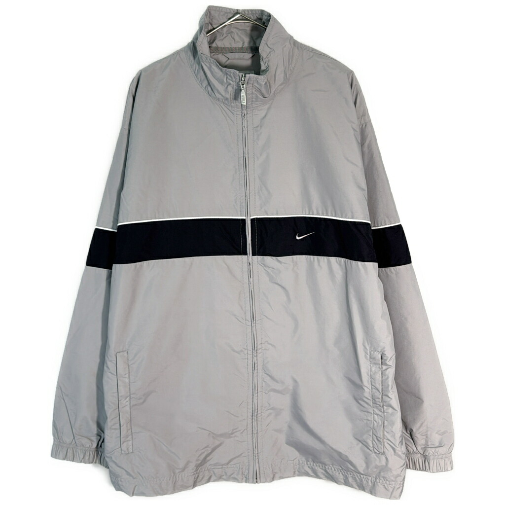 00年代 NIKE ナイキ ナイロンジャケット スポーツ グレー(メンズ XL)中古 古着 X7127