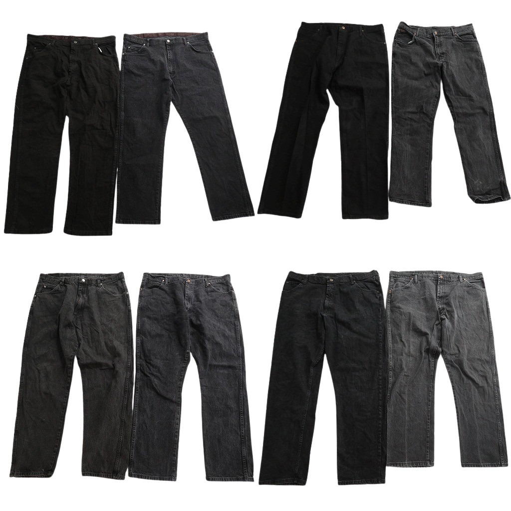 古着卸 まとめ売り Wrangler ラングラー ブラックデニム パンツ 8枚セット (メンズ 42 /40 ) センタープレス グレー アメカジ 中古 NE1307
