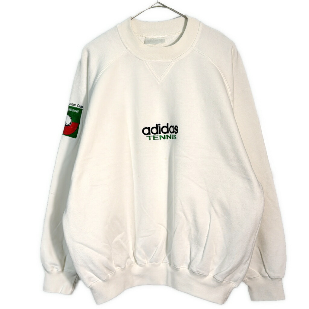 80年代 adidas TENNIS アディダス テニス BMW スウェット スポーツ 企業ロゴ ホワイト(メンズ L)中古 古着 X7231