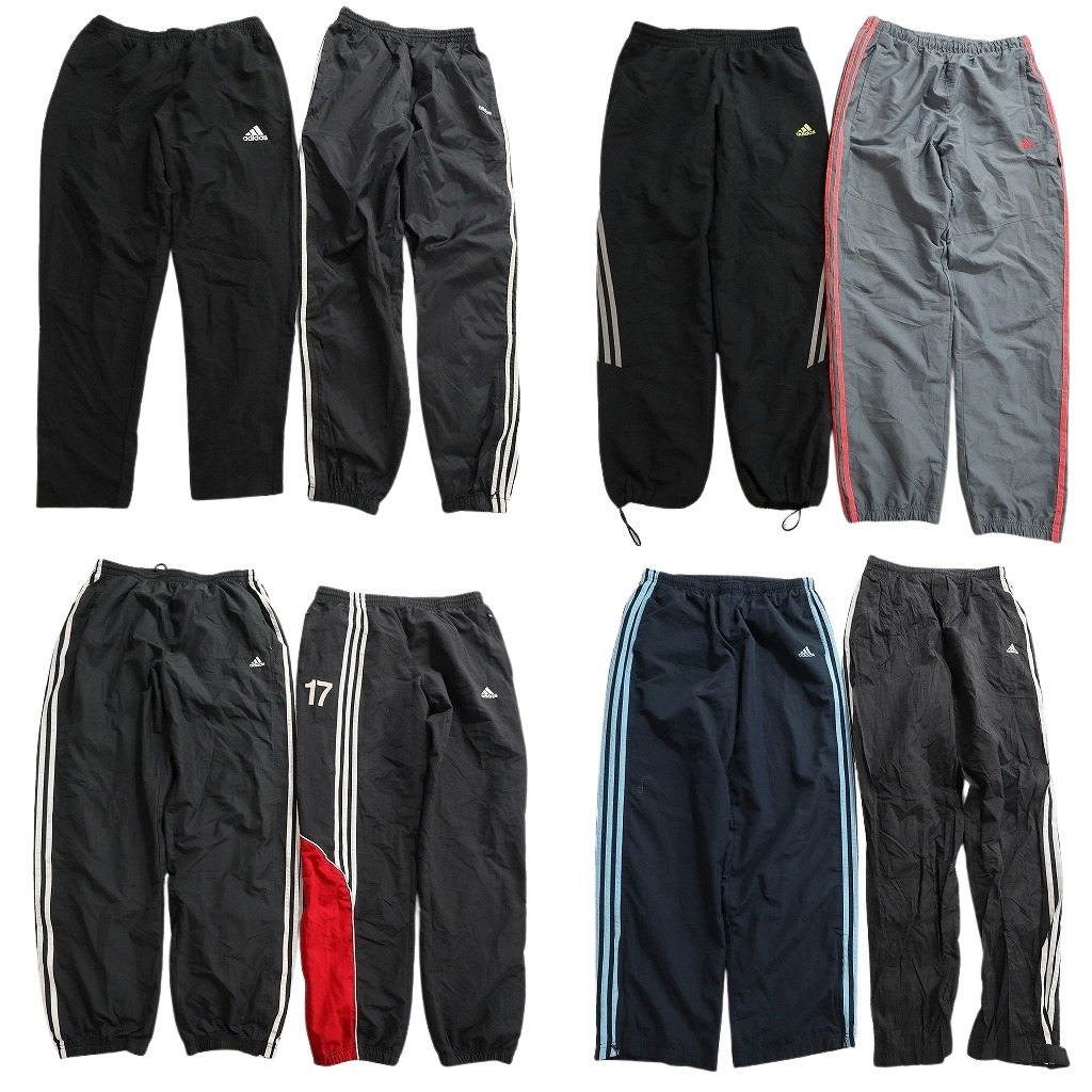 古着卸 まとめ売り アディダス adidas ウインドブレーカー パンツ 8枚セット (メンズ L ) ジョガーパンツ スリーストライプス 中古 NE1476