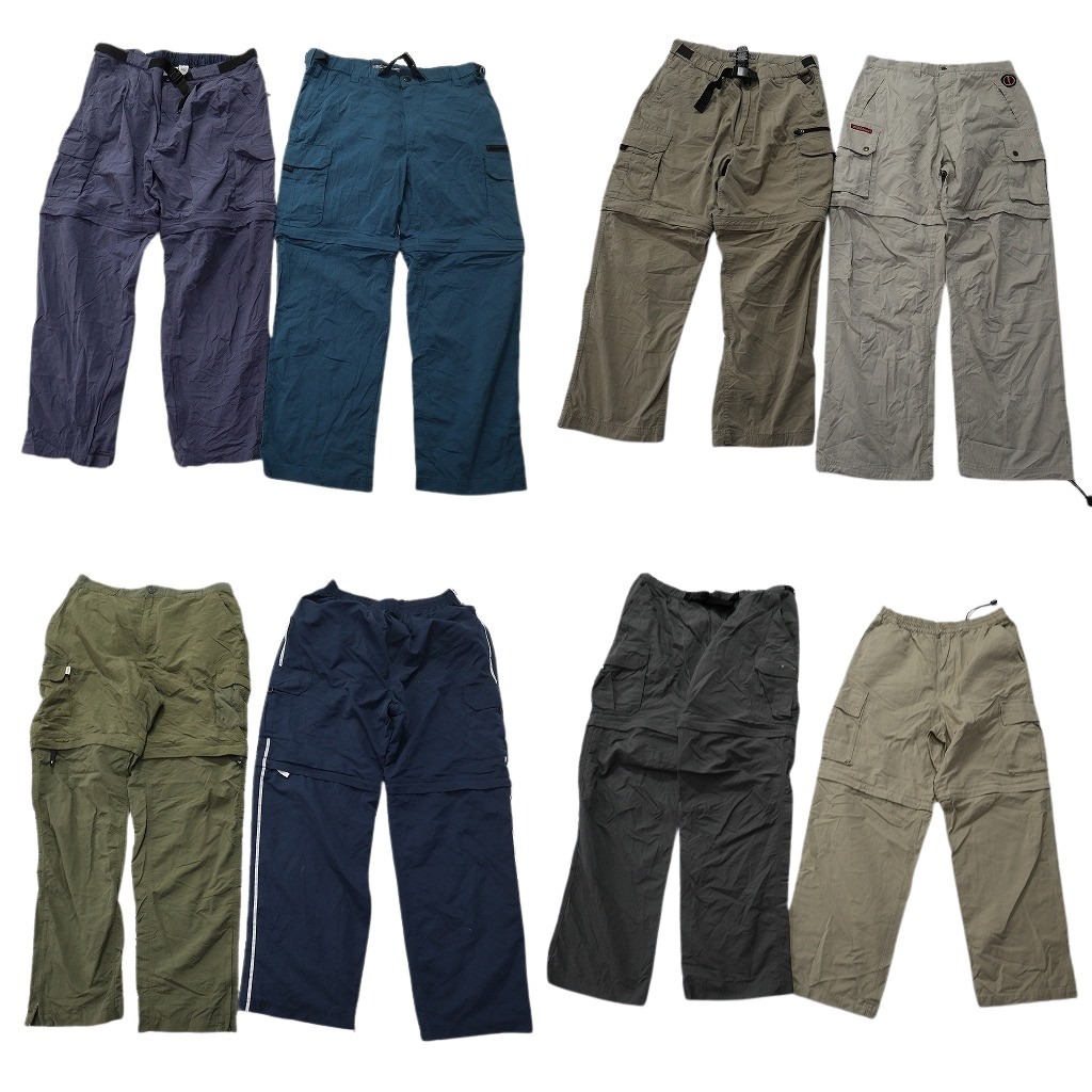 古着卸 まとめ売り デタッチャブルパンツ 8枚セット (メンズ L /XL ) ブルー パープル ベージュ カーゴ サイドライン 中古 古着 NE1514