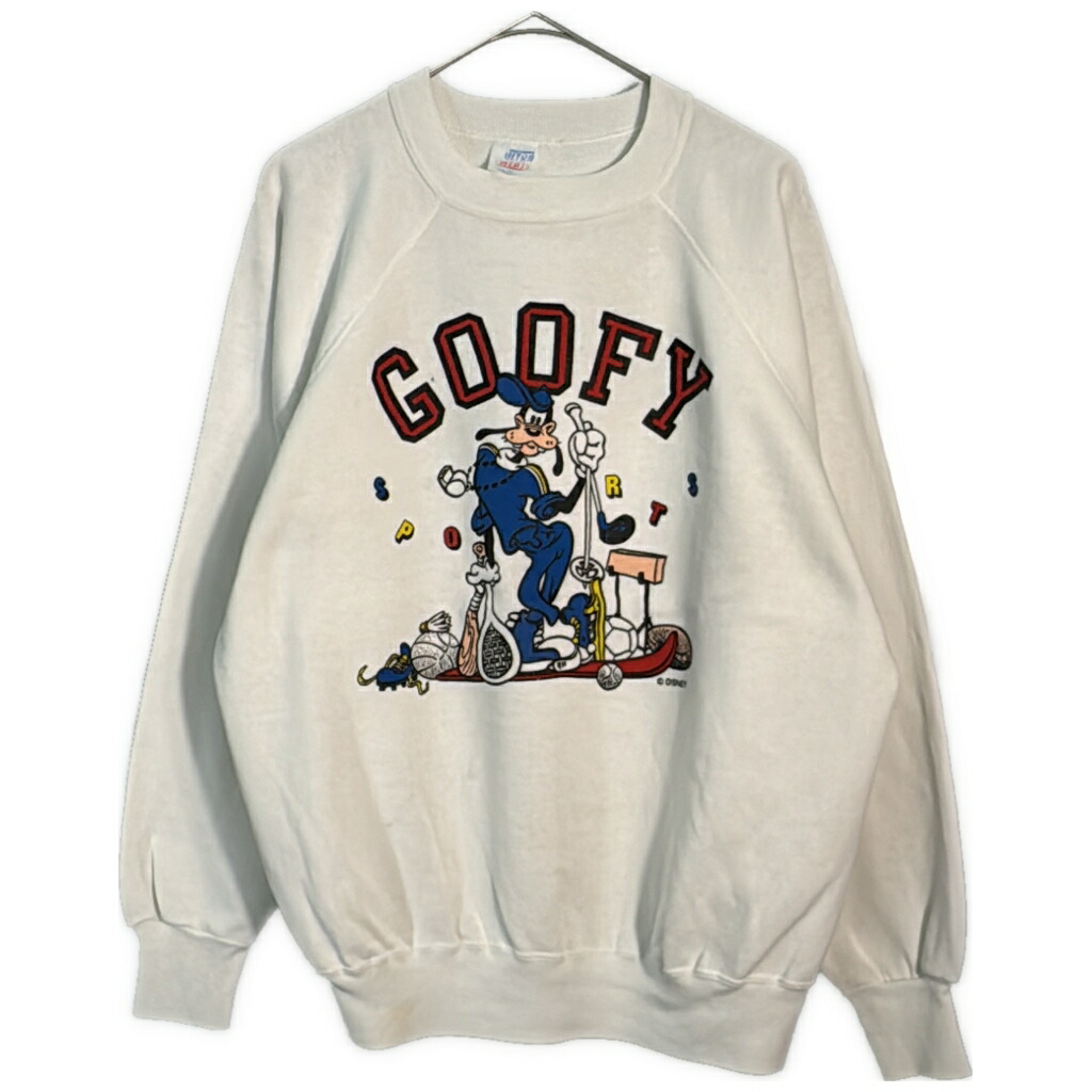 80年代 USA製 ULTRA SWEATS グーフィー スウェット キャラクター ホワイト(メンズ XL)中古 古着 X7235 8,663円