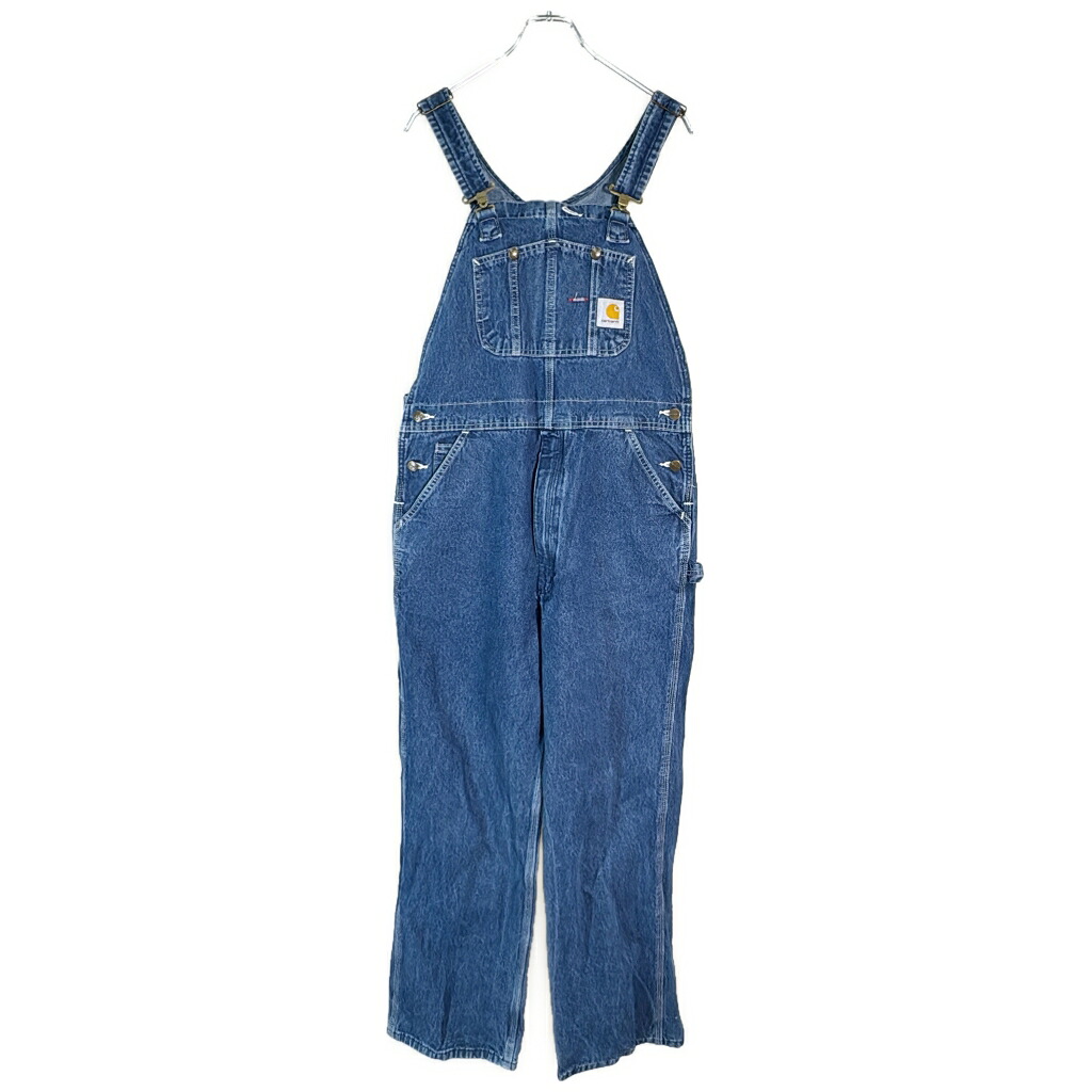 Carhartt カーハート デニム ビブオーバーオール インディゴブルー(メンズ W36 L32)中古 古着 X7255