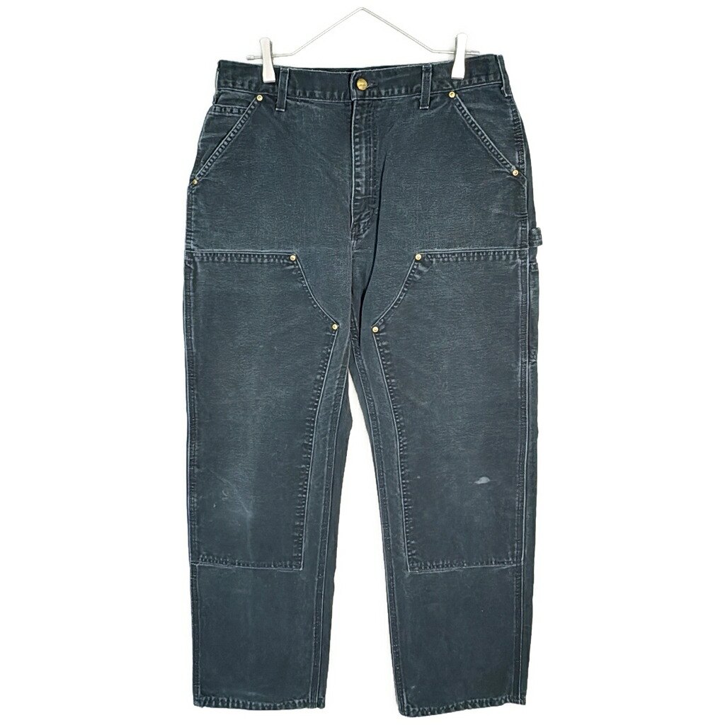 Carhartt カーハート ダック ダブルニー ペインターパンツ ブラック(メンズ W34相当)中古 古着 X7263