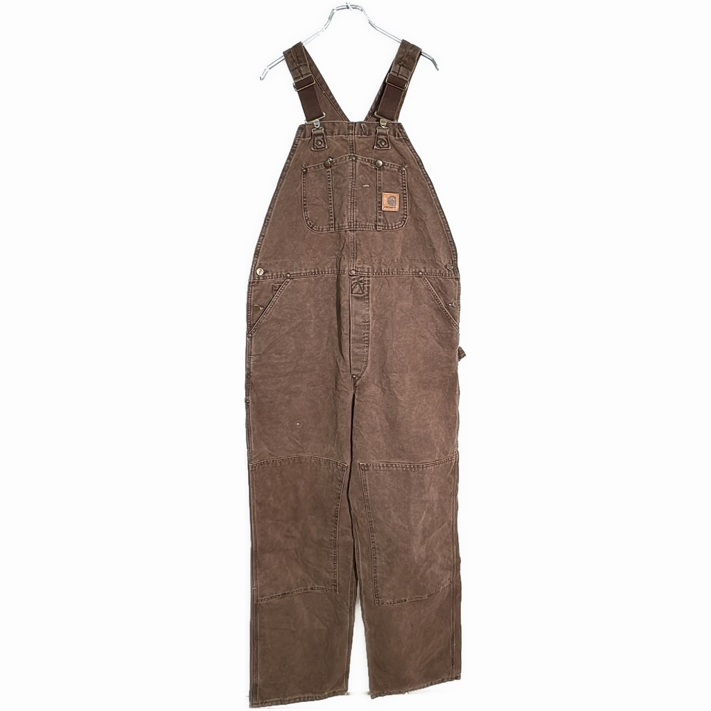 00年代 USA製 Carhartt カーハート ワーク ダック ダブルニー ビブオーバーオール 大きいサイズ ペンキ(メンズ W40 L34)中古 古着 X7278