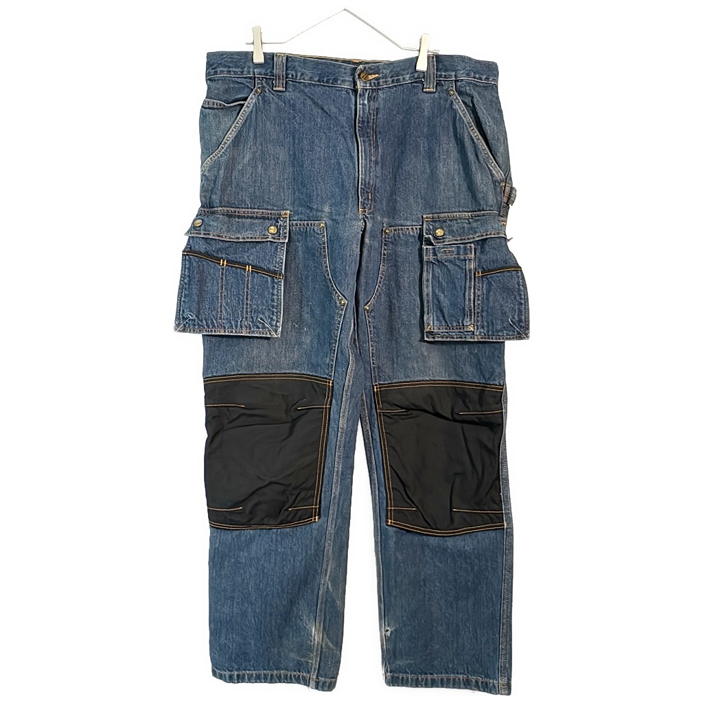 Carhartt カーハート マルチポケット デニムカーゴワークパンツ 大きいサイズ ブルー(メンズ W40 L32)中古 古着 X7283