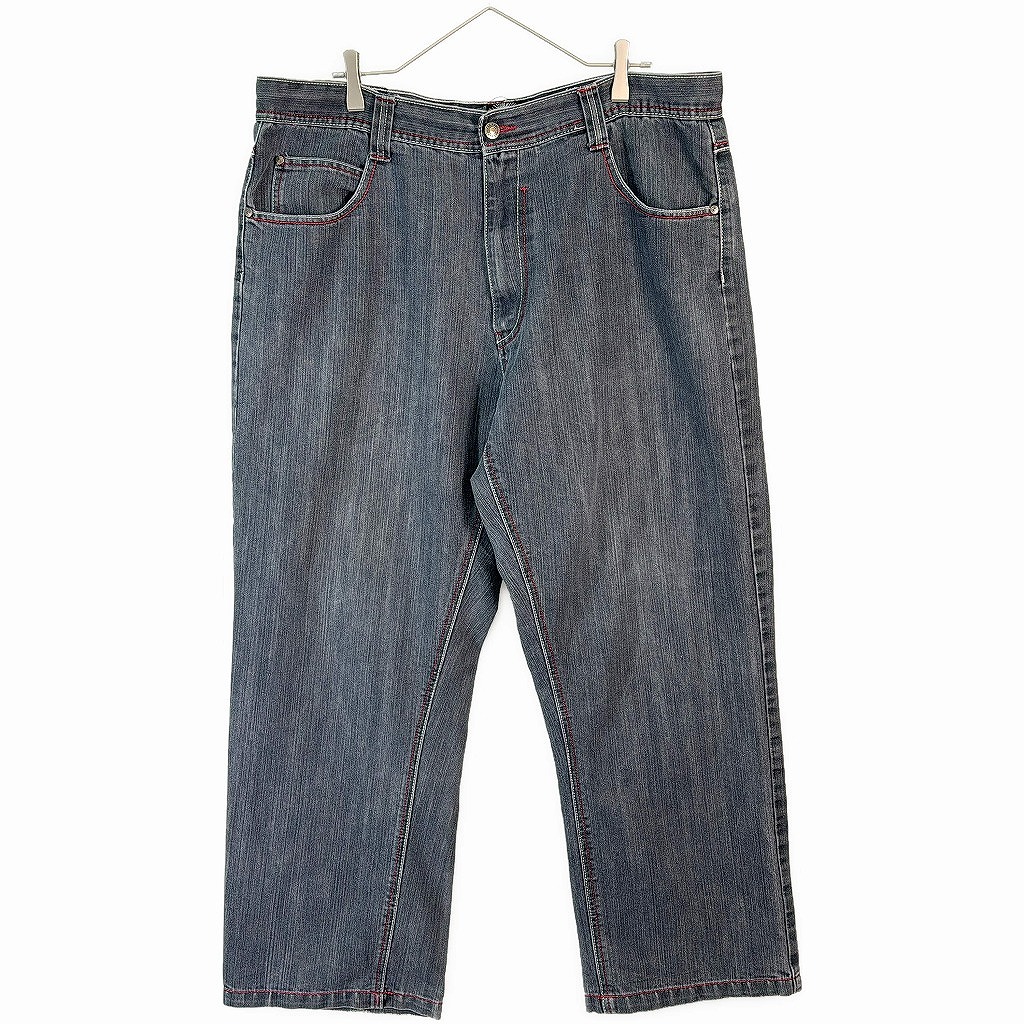 EXA Jeans ドラゴン 刺繍 デニムパンツ 大きいサイズ Y2K グレー(メンズ W42)中古 古着 X7321
