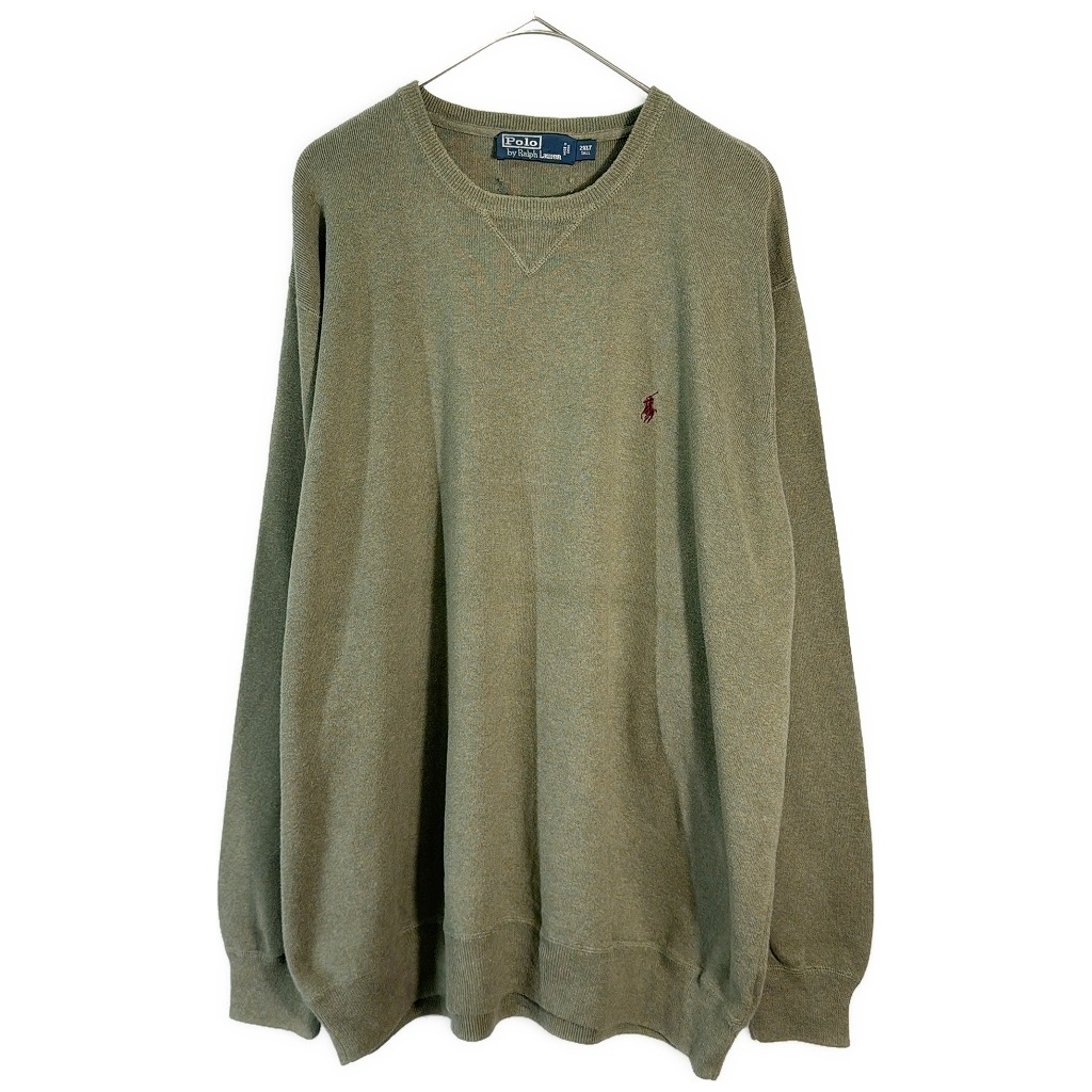 Polo by Ralph Lauren ポロ ラルフローレン コットンニットセーター 大きいサイズ グリーン(メンズ 2XL)中古 古着 X7458