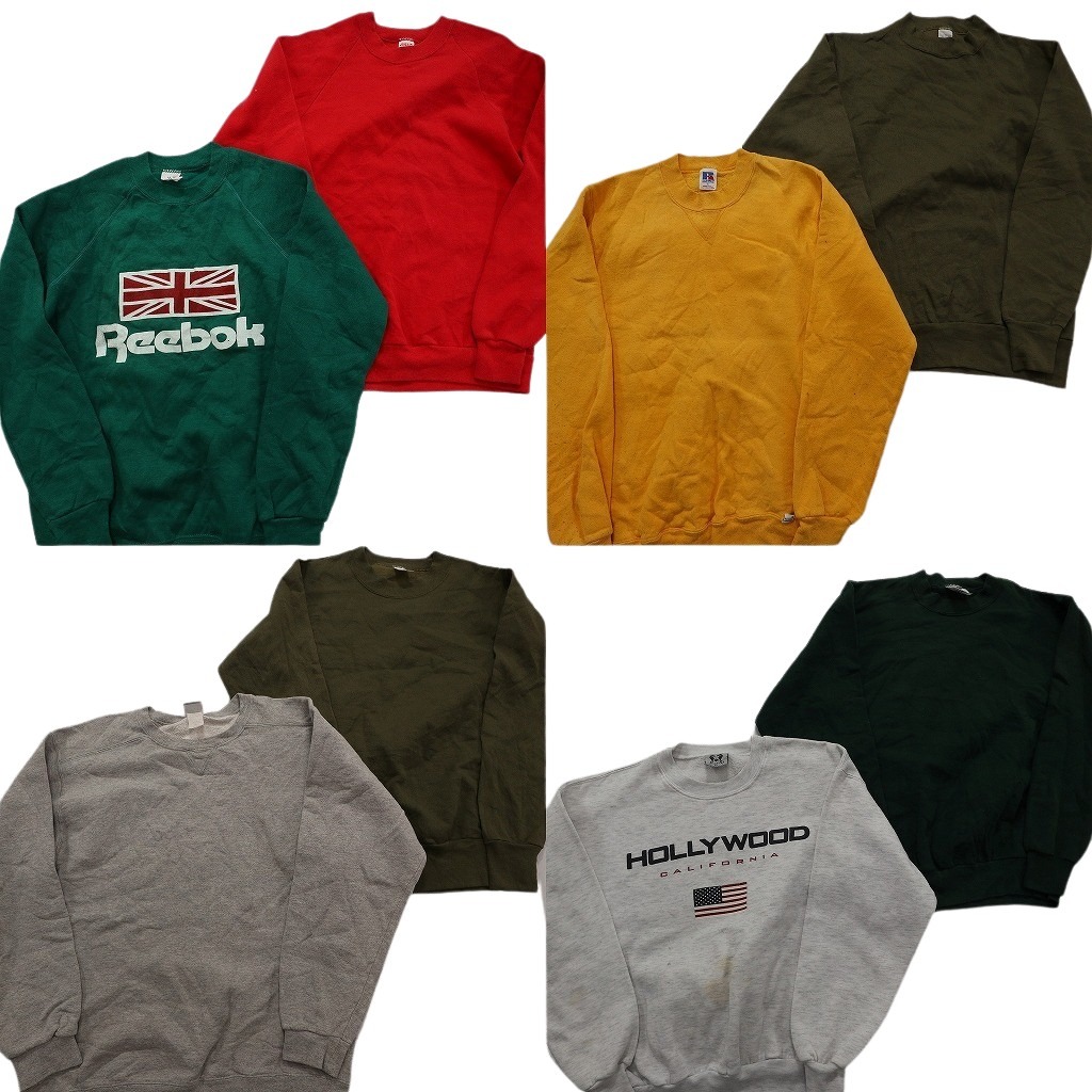 古着卸 まとめ売り USA製 スウェット 8枚セット (メンズ S /M ) ラッセル ジャージーズ 星条旗 前V ラグラン 中古 古着 NE1709