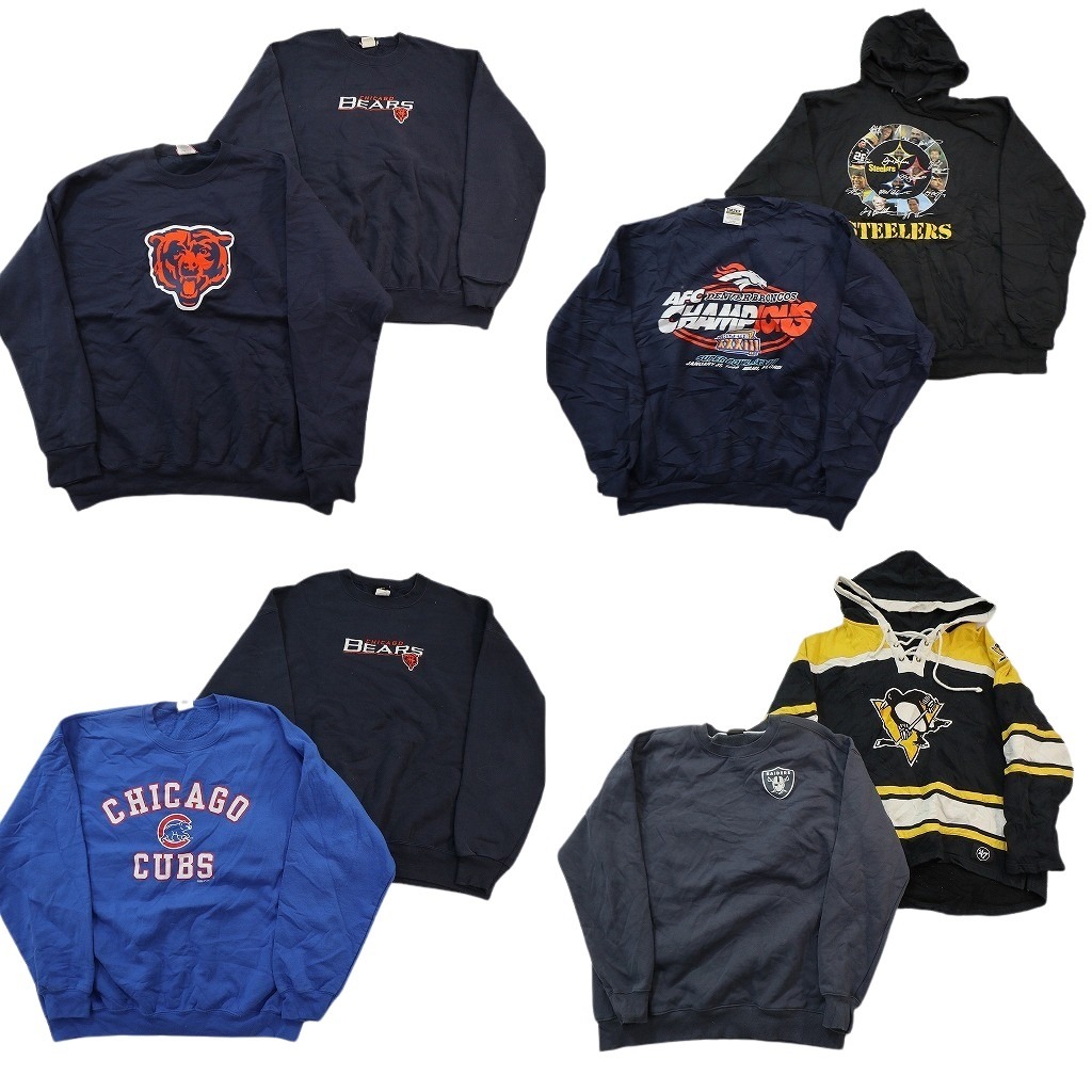 古着卸 まとめ売り プロチーム スウェット 8枚セット (メンズ XL ) NFL NHL MLB ブロンコス スティーラーズ 中古 古着 NE1770