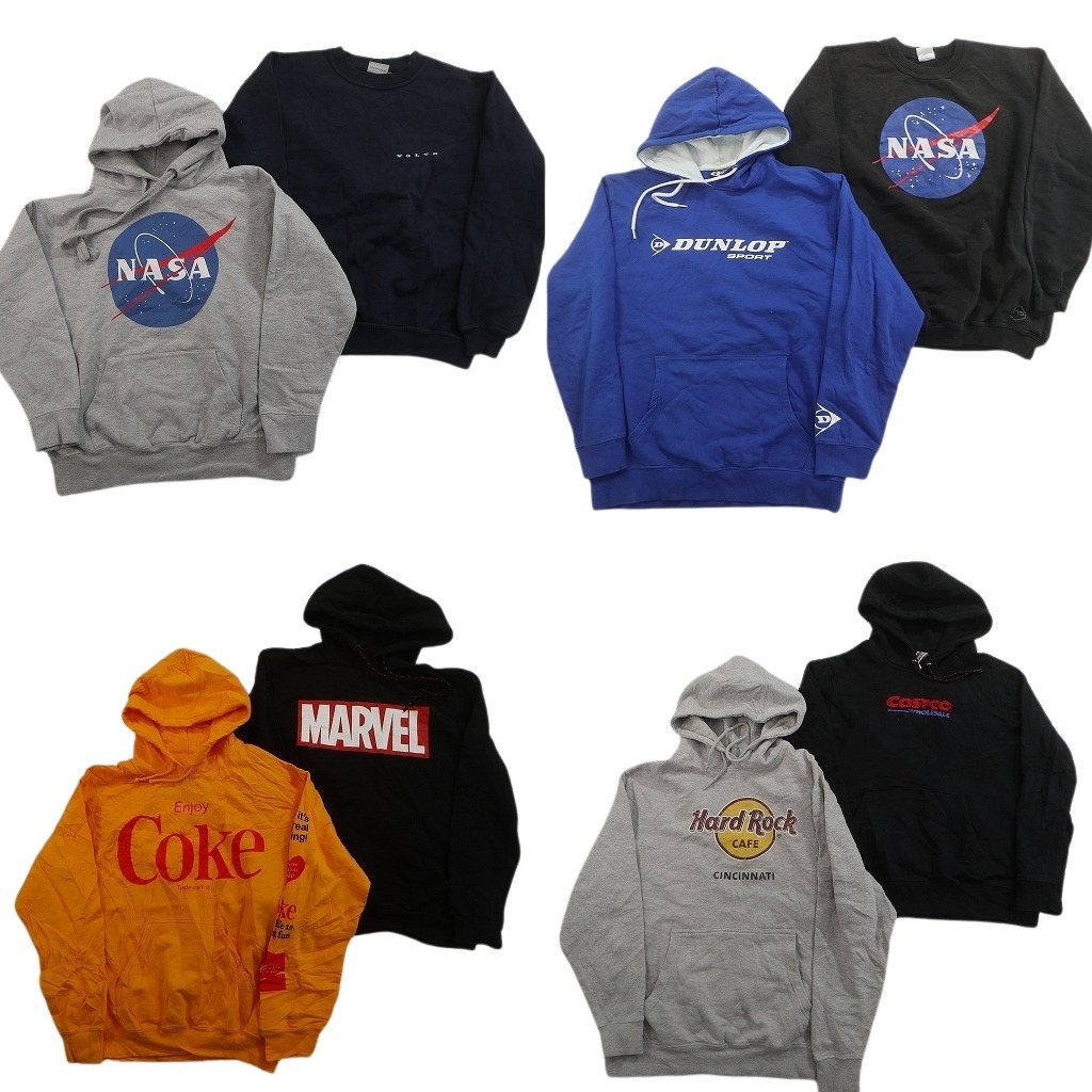 古着卸 まとめ売り 企業系 スウェット 8枚セット (メンズ S /M /L ) NASA VOLVO ハードロックカフェ コカ・コーラ 中古 古着 NE1792