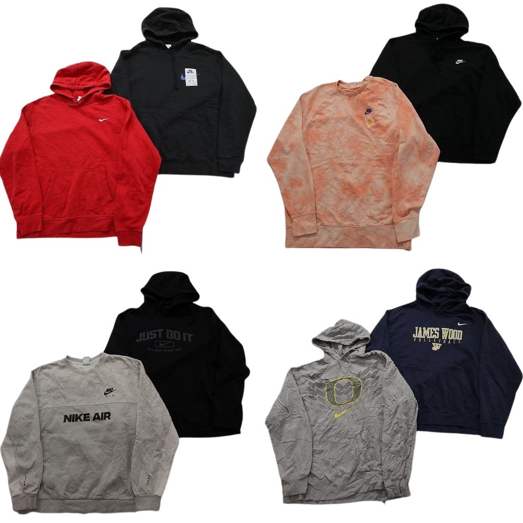 古着卸 まとめ売り ナイキ NIKE スウェット 8枚セット (メンズ XL ) カレッジ スウォッシュロゴ タイダイ柄 フーディー 中古 古着 NE1880 8,670円