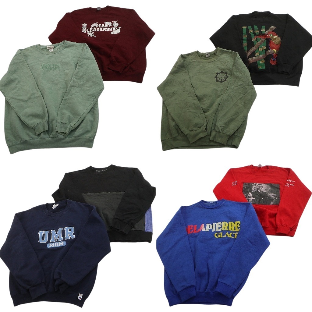 古着卸 まとめ売り カラー スウェット 8枚セット (メンズ M /L ) カレッジ風 人物 ラッセル 中古 古着 NE1964