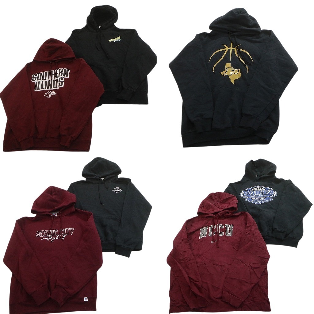 古着卸 まとめ売り カラー パーカー スウェット 7枚セット (メンズ M /L ) カレッジ風 ラッセル 中古 古着 NE1975