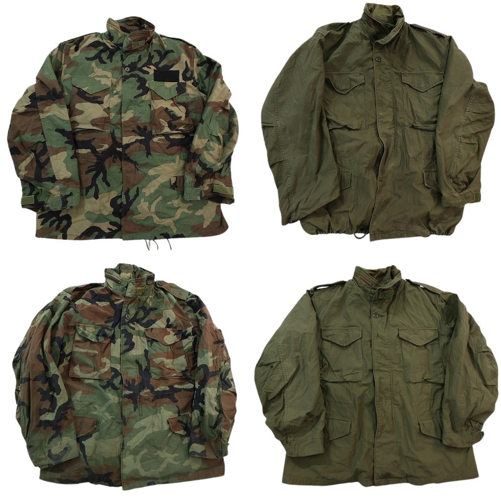 古着卸 まとめ売り 米軍実物 M-65 フィールドジャケット 3rd ミリタリー 4枚セット (メンズ L ) ウッドランド オリーブ 中古 古着 NE1990