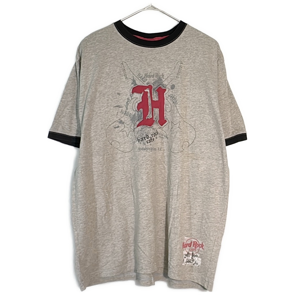 Hard Rock Cafe ハードロックカフェ リンガーＴシャツ グレー(メンズ L)中古 古着 X7732