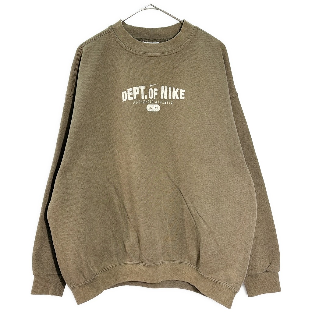 90年代 USA製 NIKE ナイキ スウェット スポーツ カーキ(メンズ XL)中古 古着 X7774｜YAMAHISA USEDCLOTHINGSHOP