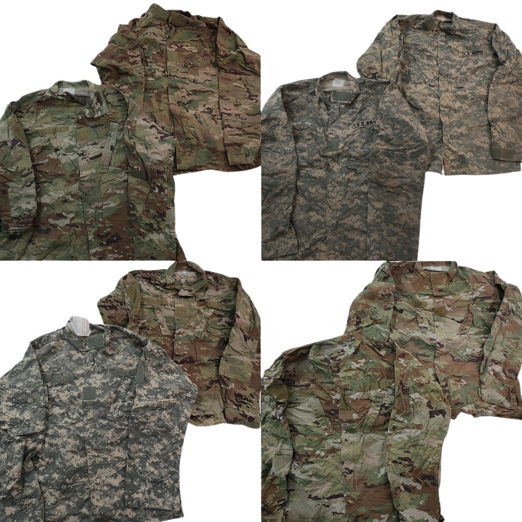 古着卸 まとめ売り 米軍実物 コンバットジャケット ミリタリー 8枚セット (メンズ L /XL ) マルチカム デジカモ ARMY 中古 古着 NE2044