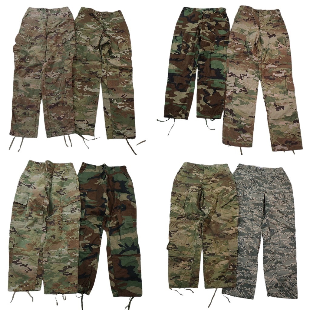 古着卸 まとめ売り 米軍実物 フィールドパンツ ミリタリー 8枚セット (メンズ S ) マルチカム デジタルタイガーストライプ 中古古着 NE2052