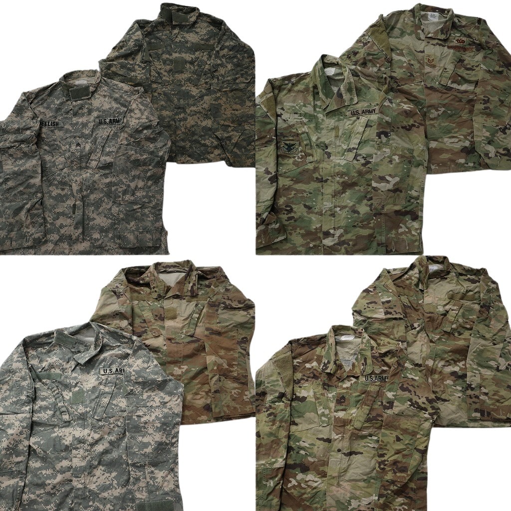 古着卸 まとめ売り 米軍実物 コンバットジャケット ミリタリー 8枚セット (メンズ M ) デジカモ マルチカム ARMY 中古 古着 NE2089
