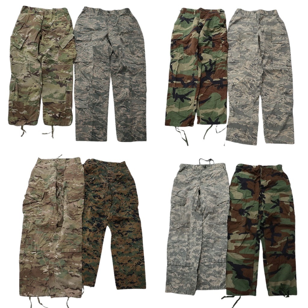 古着卸 まとめ売り 米軍実物 フィールドパンツ ミリタリー 8枚セット (メンズ S ) デジタルタイガーストライプ マルチカム 中古古着 NE2096