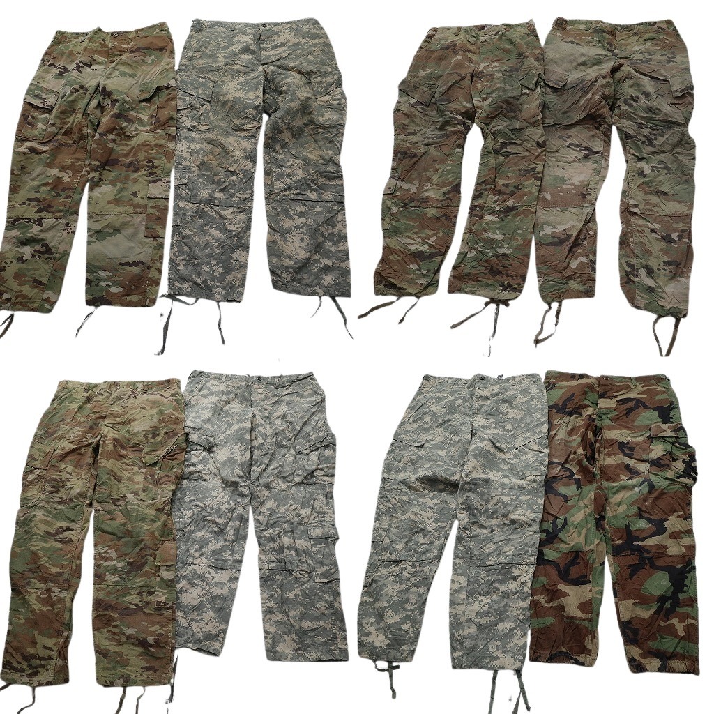 古着卸 まとめ売り 米軍実物 フィールドパンツ ミリタリー 8枚セット (メンズ L ) デジカモ ウッドランド マルチカム 中古 古着 NE2102