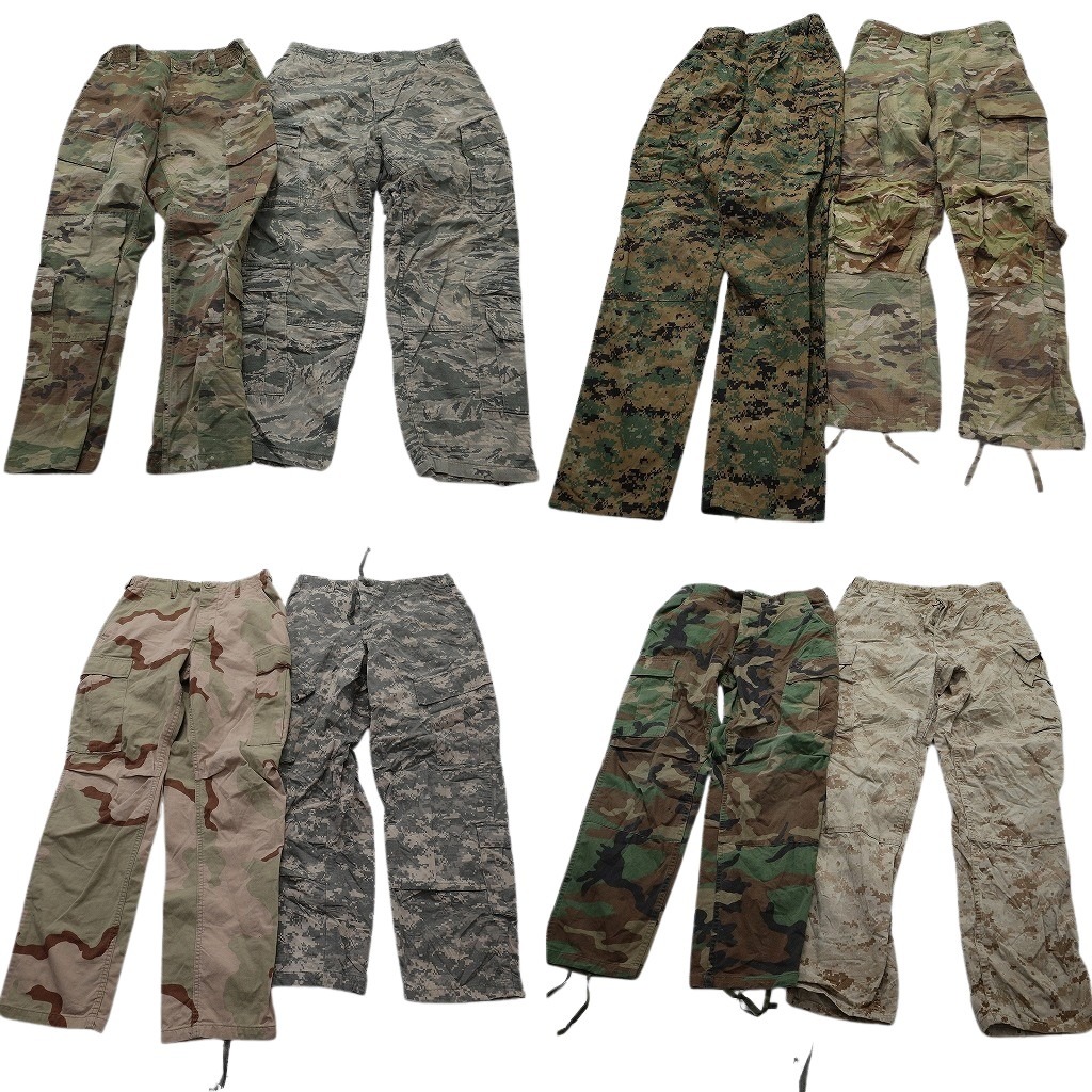 古着卸 まとめ売り 米軍実物 フィールドパンツ ミリタリー 8枚セット (メンズ S ) デジタルタイガーストライプ デザートカモ 中古 NE2105