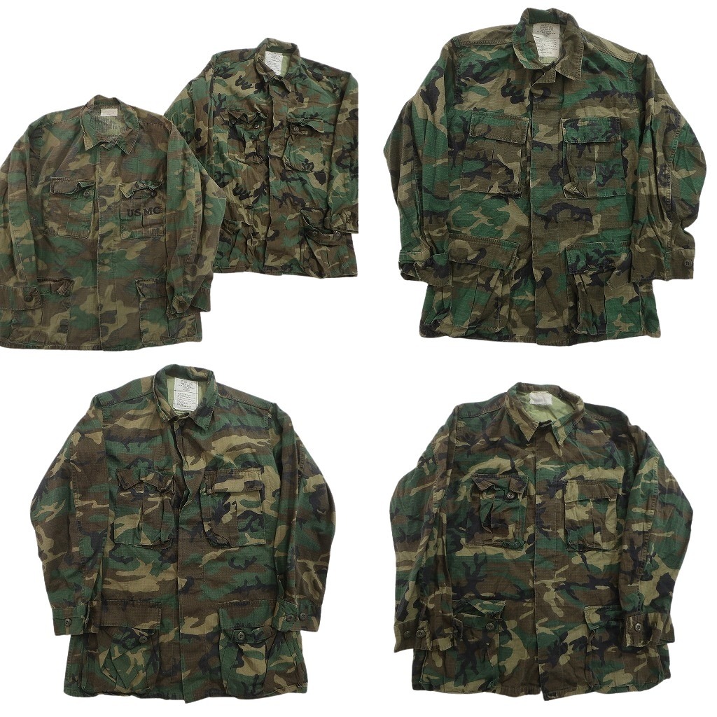 古着卸 まとめ売り 米軍実物 リーフカモ ジャケット ミリタリー 5枚セット (メンズ XS /S /M ) USMC マルチポケット 中古 古着 NE2189
