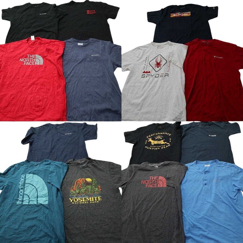 古着卸 まとめ売り アウトドアブランドMIX 半袖Tシャツ 14枚セット (メンズ L ) コロンビア ノースフェイス パタゴニア 中古 古着 NE2207