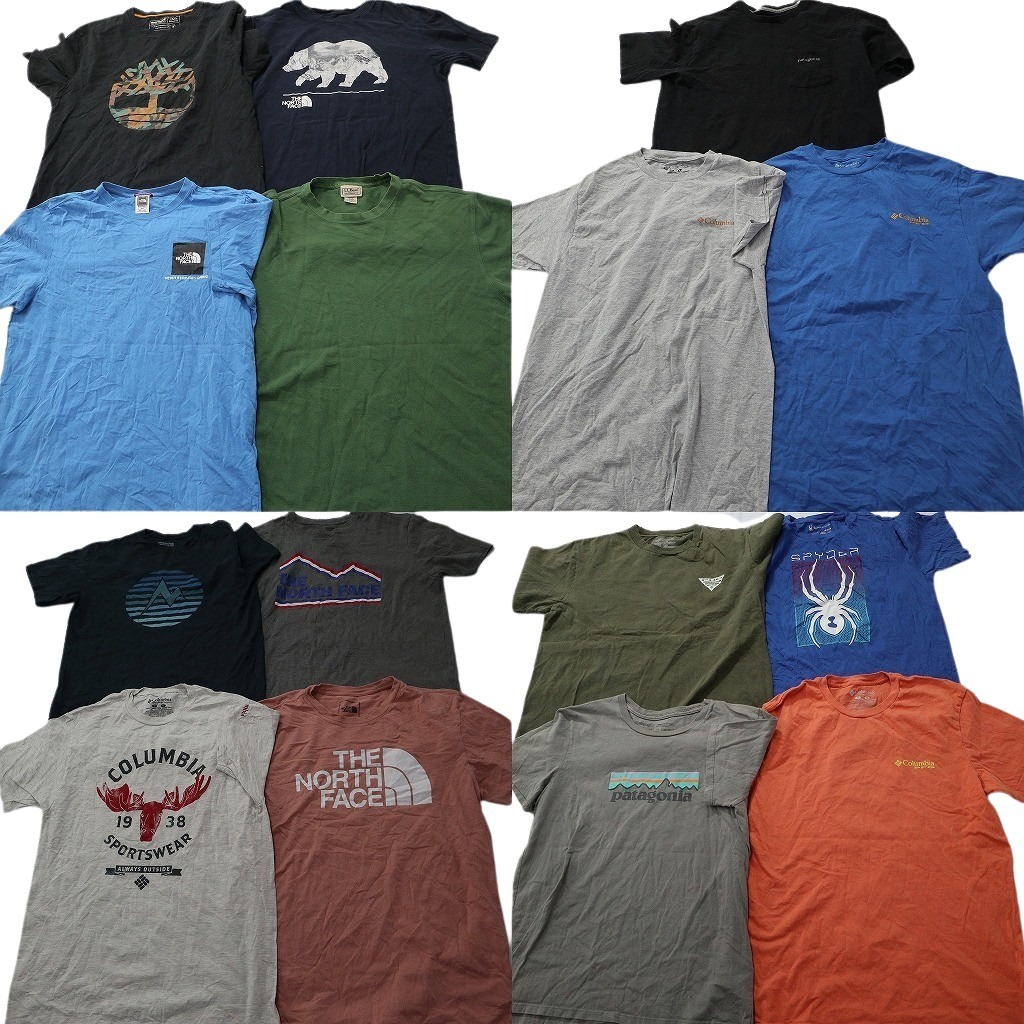 古着卸 まとめ売り アウトドアブランドMIX 半袖Tシャツ 15枚セット (メンズ M ) ティンバーランド コロンビア パタゴニア 中古 古着 NE2210