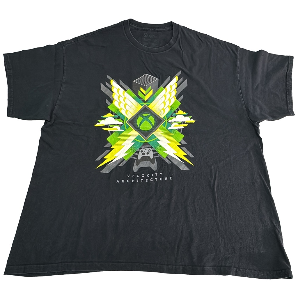 XBOX エックスボックスＴシャツ 大きいサイズ ゲーム ブラック(メンズ 2X)中古 古着 X7827