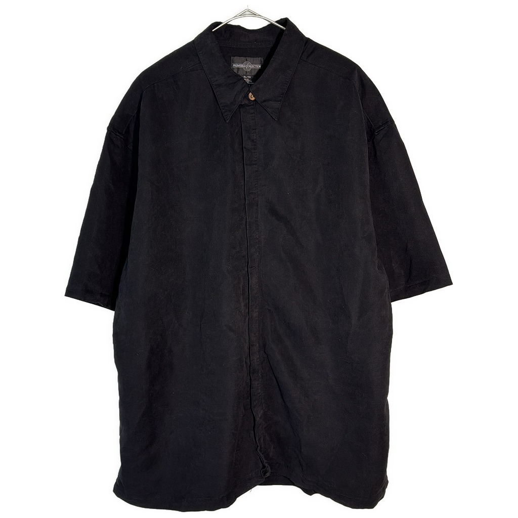 PREMIERE COLLECTION レーヨンシャツ ブラック(メンズ XL)中古 古着 X7915
