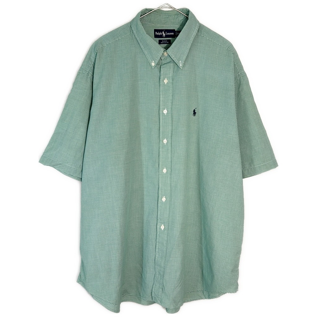 RALPH LAUREN ラルフローレン BLAKE ボタンダウン 半袖シャツ 大きいサイズ ギンガムチェック(メンズ XXL)中古 古着 X7975
