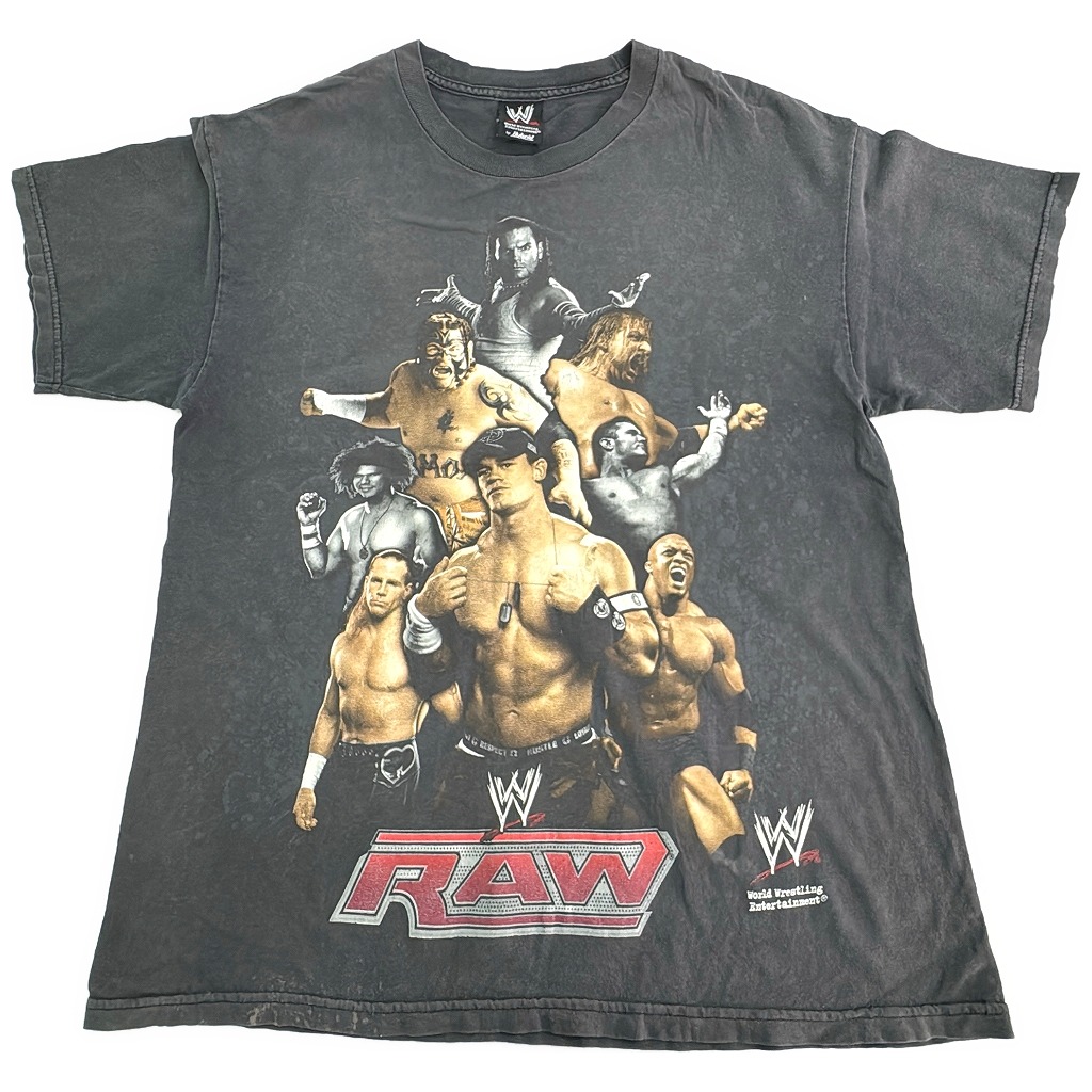 00年代 WWE RAW プロレス 半袖Ｔシャツ ブラック(メンズ M相当)中古 古着 X8049