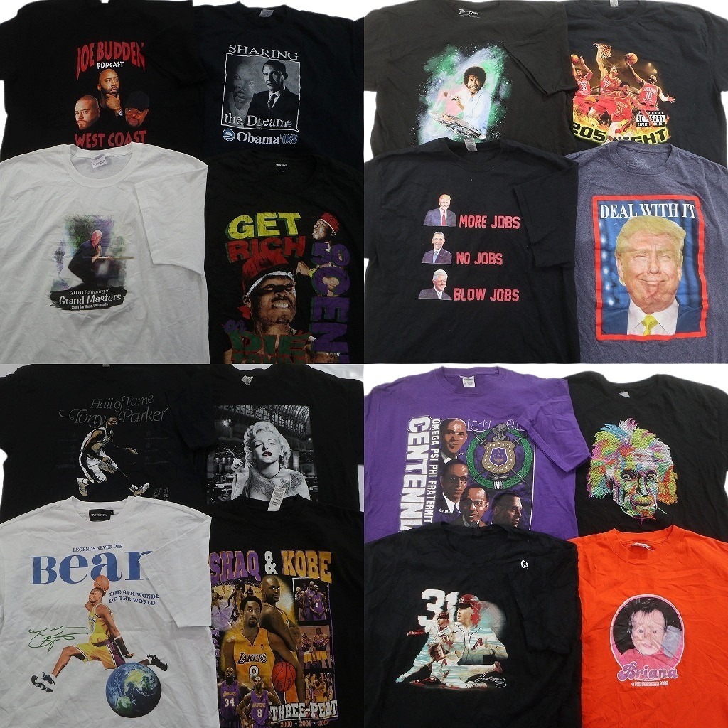 古着卸 まとめ売り 人物 半袖Tシャツ 16枚セット (メンズ XL ) オバマ MLB マリリンモンロー NBA プロ 中古 古着 NE2429