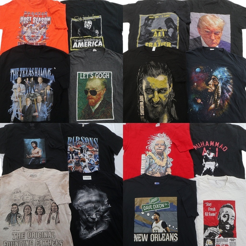 古着卸 まとめ売り 人物 半袖Tシャツ 16枚セット (メンズ L ) MLB プロ モハメドアリ タイダイ柄 NFL 中古 古着 NE2431