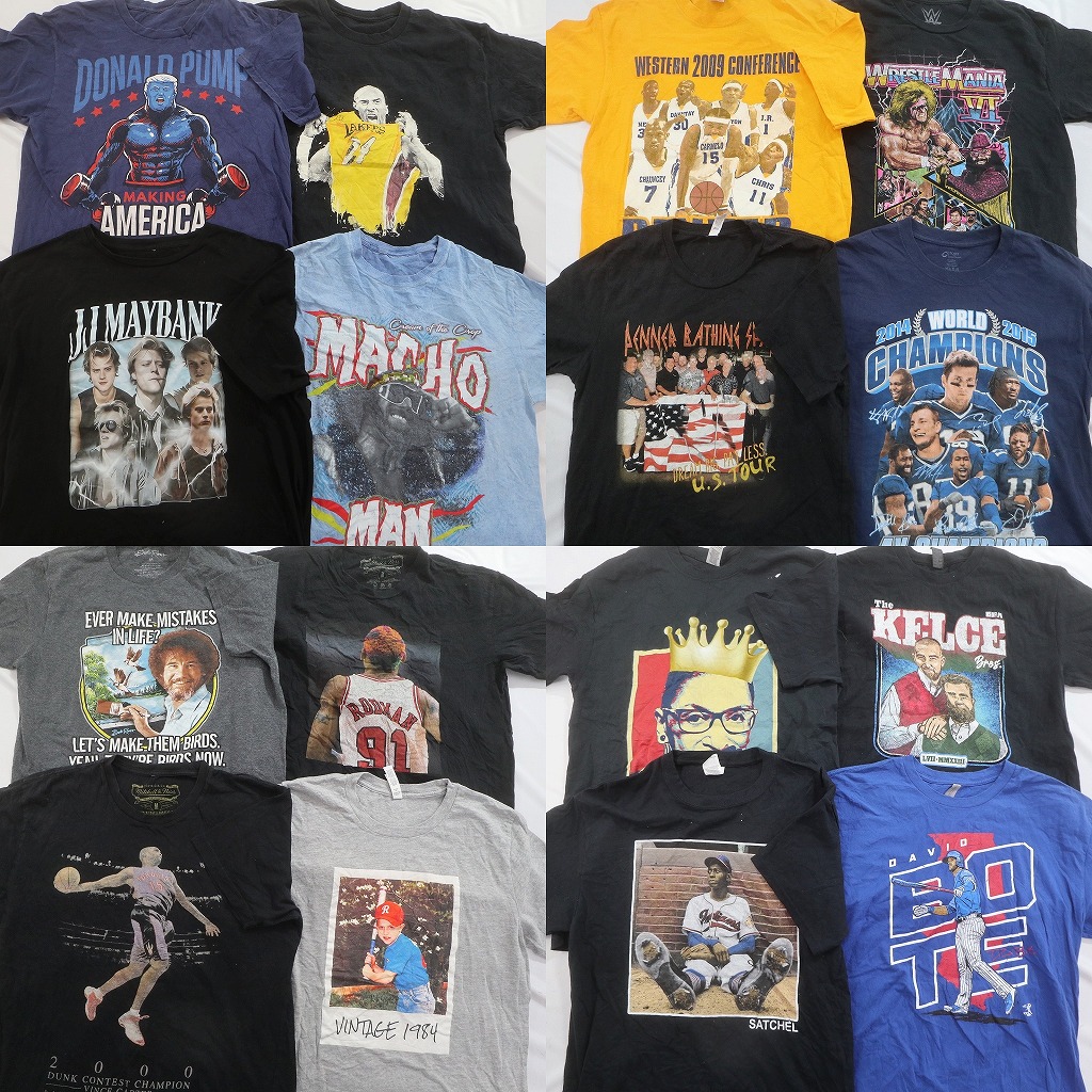 古着卸 まとめ売り 人物 半袖Tシャツ 16枚セット (メンズ M ) NBA レイカーズ MLB 子供 プロ NFL 中古 古着 NE2437