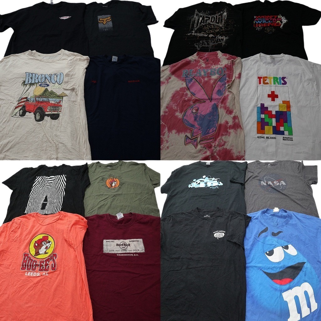 古着卸 まとめ売り 有名企業 半袖Tシャツ 16枚セット (メンズ XL /2XL ) フォードモーター NASA M&M's バッキーズ テトリス 中古 NE2457