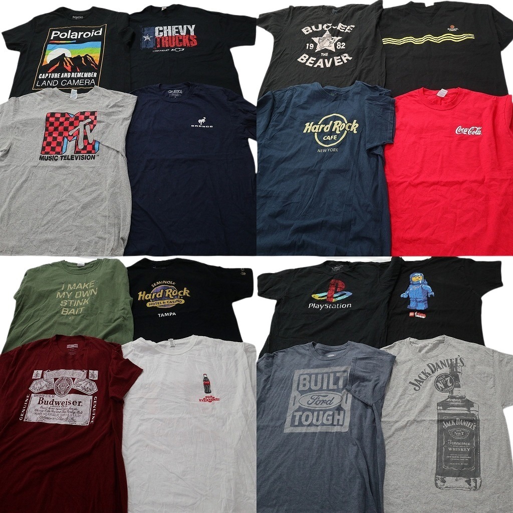 古着卸 まとめ売り 有名企業 半袖Tシャツ 16枚セット (メンズ XL ) M-TV プレイステーション ハードロックカフェ コカ・コーラ 中古 NE2458