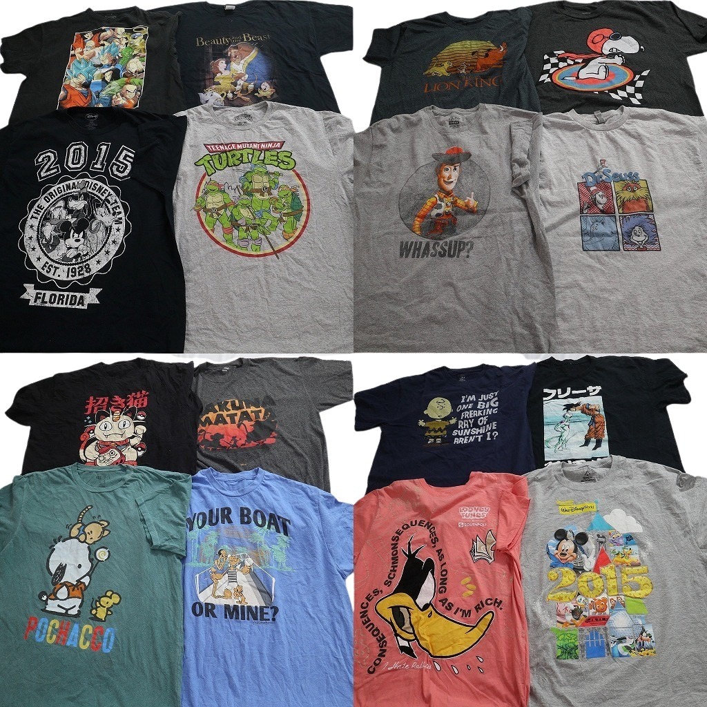 古着卸 まとめ売り キャラクター 半袖Tシャツ 16枚セット (メンズ XL ) ドラゴンボール タートルズ ディズニー ポケモン 中古 古着 NE2631 14,322円