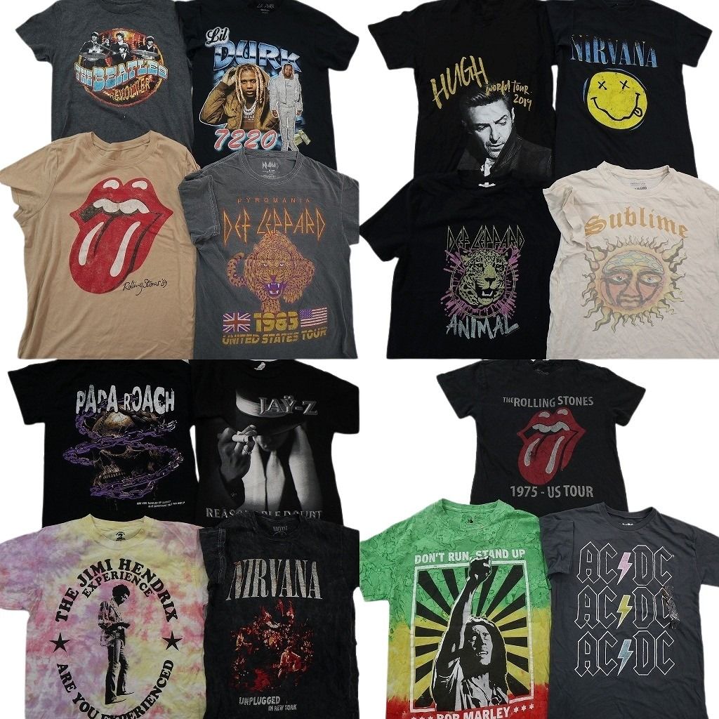 古着卸 まとめ売り 音楽・バンド 半袖Tシャツ 15枚セット (メンズ S ) ローリングストーンズ 人物 サブライム 中古 古着 NE2716