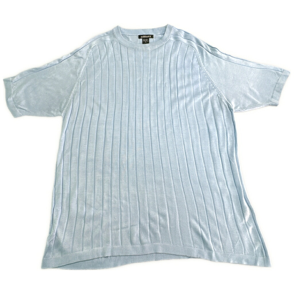 elliott アクリルニットＴシャツ ライトブルー(メンズ XL)中古 古着 X8229