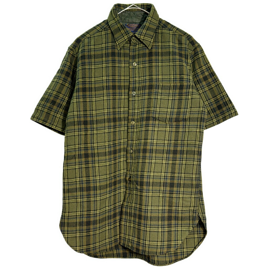 60年代 USA製 PENDLETON ペンドルトン ウールシャツ ヴィンテージ チェック(メンズ M)中古 古着 X8254