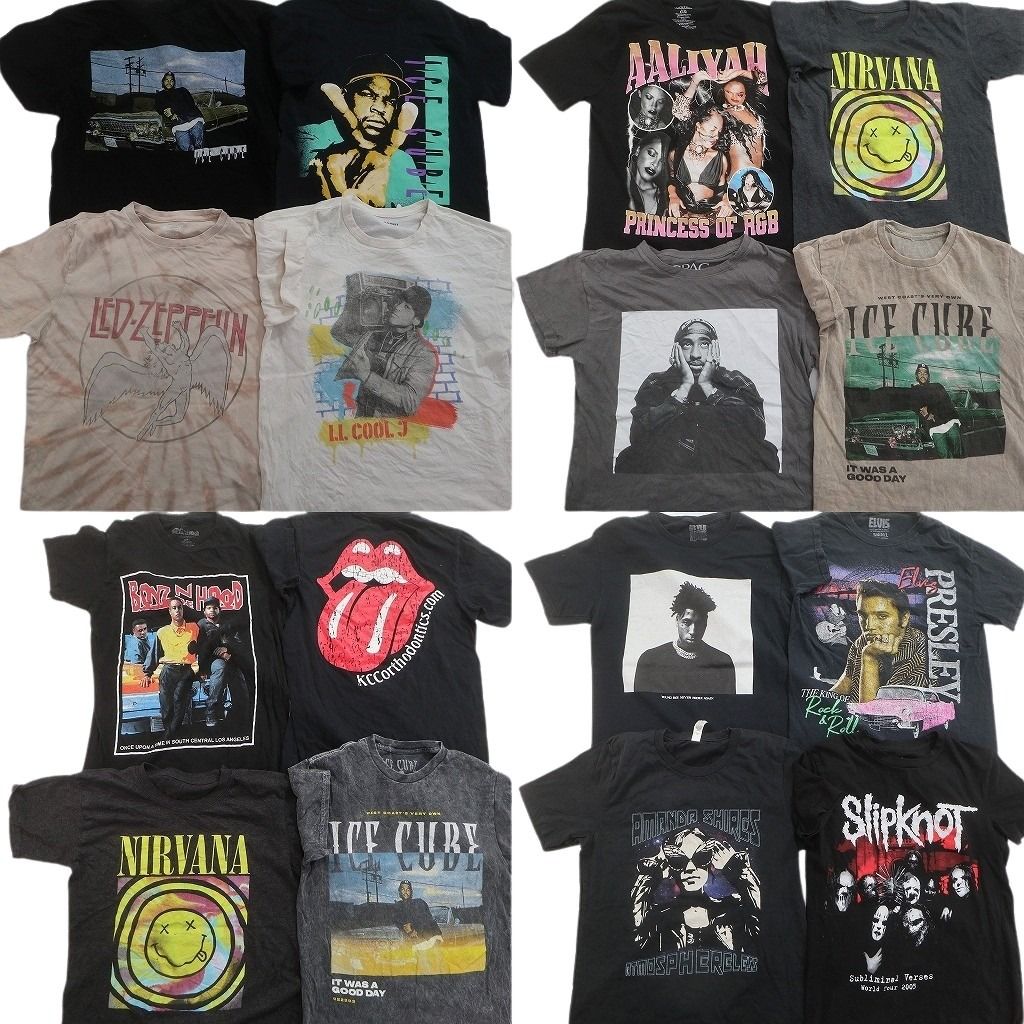 古着卸 まとめ売り 音楽・バンド 半袖Tシャツ 16枚セット (メンズ S ) アイスキューブ ニルヴァーナ ローリングストーンズ 中古古着 NE2732