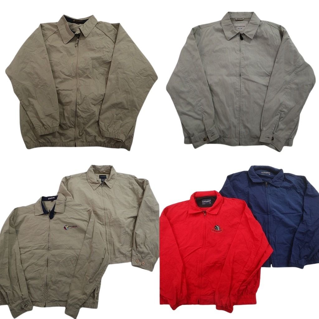 古着卸 まとめ売り スイングトップ ジャケット 6枚セット (メンズ L /XL ) ワンポイント ネイビー レッド 中古 古着 NE2783