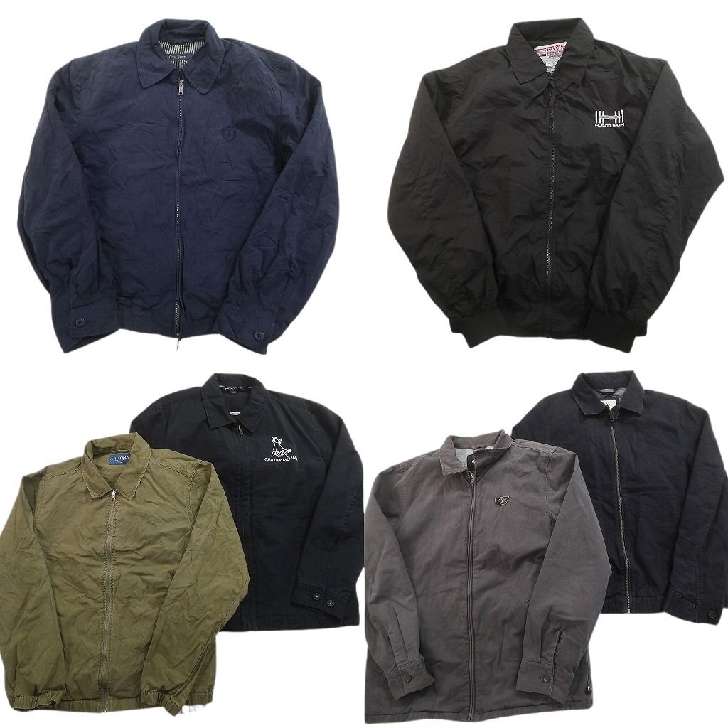 古着卸 まとめ売り スイングトップ ジャケット 6枚セット (メンズ S /M /L ) ワンポイント ブラック ネイビー 中古 古着 NE2791