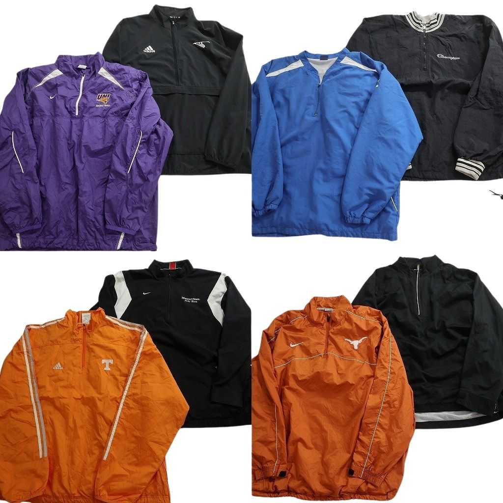 古着卸 ブランドMIX ハーフジップ プルオーバー ジャケット 8枚セット (メンズ XL /2XL /3XL ) アディダス チャンピオン 中古 古着 NE2860
