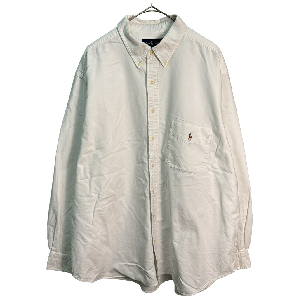 RALPH LAUREN ラルフローレン ボタンダウン 長袖シャツ 大きいサイズ ホワイト(メンズ 2XB BIG)中古 古着 X8316